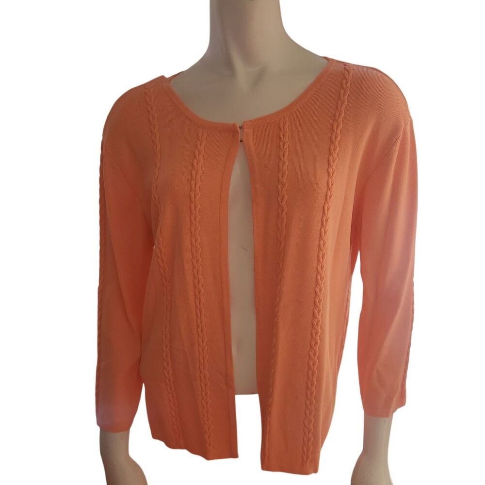 Joseph A Peach Orange Sweater Cardigan Womens Size Large